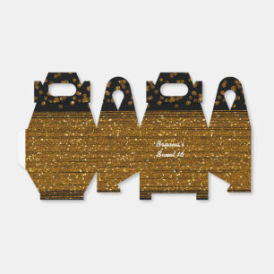 Black Faux Brushed Gold Glitter Favour Boxes