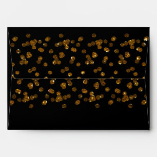 Black Faux Brushed Gold Invitation Envelopes