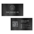 Black Faux Brushed Steel Professional QR Code