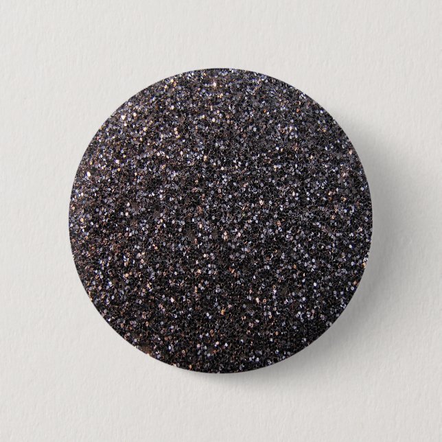 Black faux glitter graphic 6 cm round badge (Front)