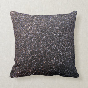 Black faux glitter graphic cushion