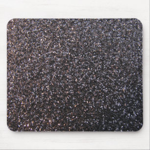 Black faux glitter graphic mouse pad