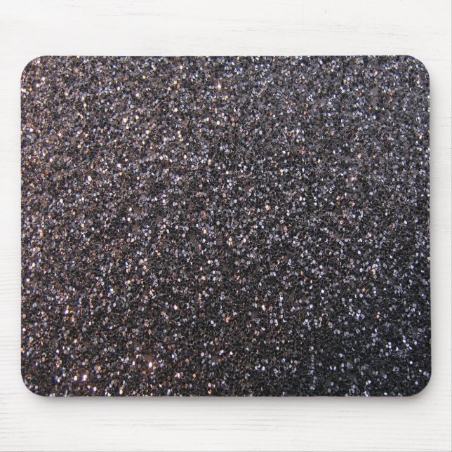 Black faux glitter graphic mouse pad (Front)