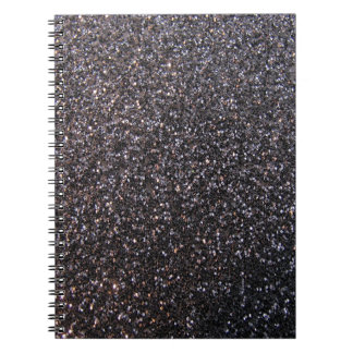 Black faux glitter graphic spiral notebook