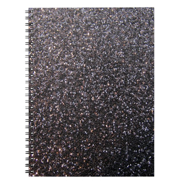 Black faux glitter graphic spiral notebook (Front)