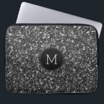 Black Faux Glitter Monogram Laptop Sleeve<br><div class="desc">Modern black faux glitter custom monogram</div>