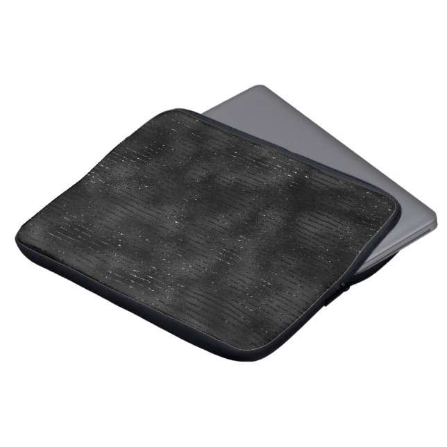 Black faux glitter stripes pattern leggings laptop sleeve (Front Top)