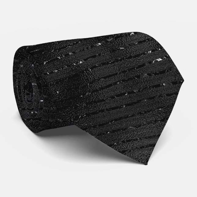 Black faux glitter stripes pattern tie (Rolled)