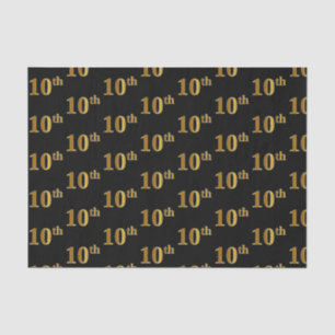 Black, Faux Gold 10th (Tenth) Event Tissue Paper