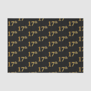 Black, Faux Gold 17th (Seventeenth) Event Tissue Paper
