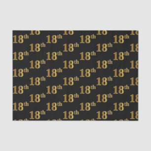 Black, Faux Gold 18th (Eighteenth) Event Tissue Paper