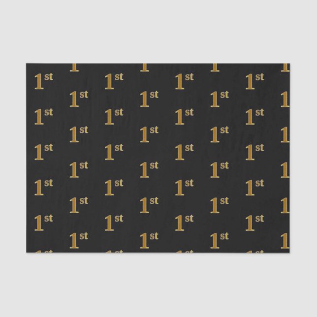 Black, Faux Gold 1st (First) Event Tissue Paper (Front)