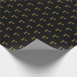 Black, Faux Gold 1st (First) Event Wrapping Paper