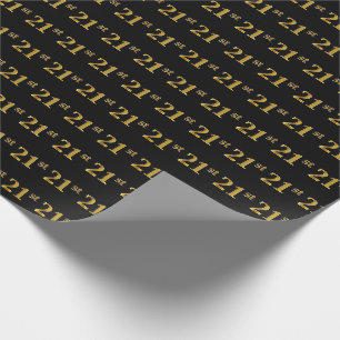 Black, Faux Gold 21st (Twenty-First) Event Wrapping Paper