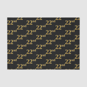 Black, Faux Gold 22nd (Twenty-Second) Event Tissue Paper