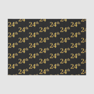 Black, Faux Gold 24th (Twenty-Fourth) Event Tissue Paper