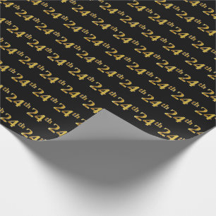 Black, Faux Gold 24th (Twenty-Fourth) Event Wrapping Paper