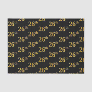 Black, Faux Gold 26th (Twenty-Sixth) Event Tissue Paper