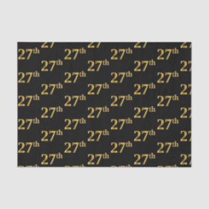 Black, Faux Gold 27th (Twenty-Seventh) Event Tissue Paper