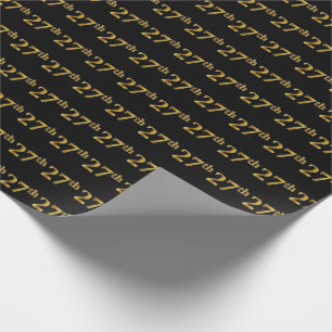 Black, Faux Gold 27th (Twenty-Seventh) Event Wrapping Paper