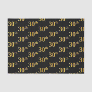 Black, Faux Gold 30th (Thirtieth) Event Tissue Paper