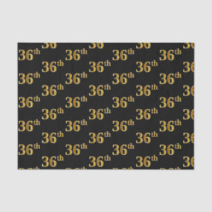 Black, Faux Gold 36th (Thirty-Sixth) Event Tissue Paper