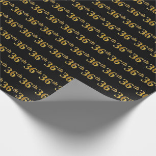Black, Faux Gold 36th (Thirty-Sixth) Event Wrapping Paper