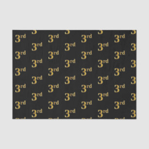 Black, Faux Gold 3rd (Third) Event Tissue Paper