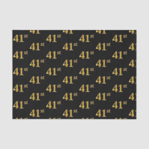 Black, Faux Gold 41st (Forty-First) Event Tissue Paper