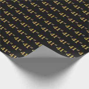 Black, Faux Gold 41st (Forty-First) Event Wrapping Paper