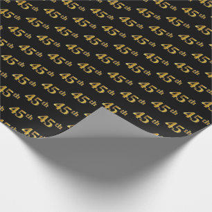 Black, Faux Gold 45th (Forty-Fifth) Event Wrapping Paper