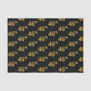Black, Faux Gold 46th (Forty-Sixth) Event Tissue Paper