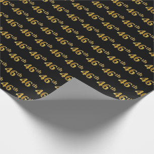 Black, Faux Gold 46th (Forty-Sixth) Event Wrapping Paper