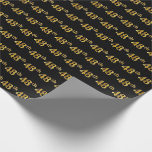 Black, Faux Gold 48th (Forty-Eighth) Event Wrapping Paper