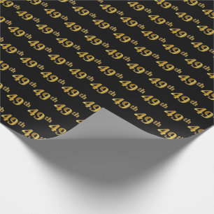 Black, Faux Gold 49th (Forty-Ninth) Event Wrapping Paper