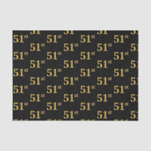 Black, Faux Gold 51st (Fifty-First) Event Tissue Paper