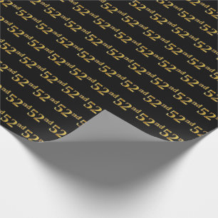 Black, Faux Gold 52nd (Fifty-Second) Event Wrapping Paper