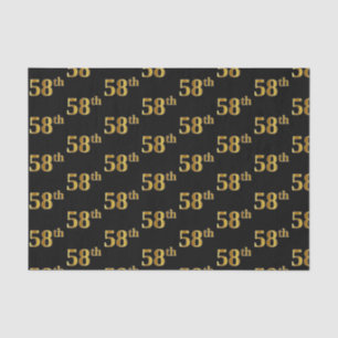 Black, Faux Gold 58th (Fifty-Eighth) Event Tissue Paper