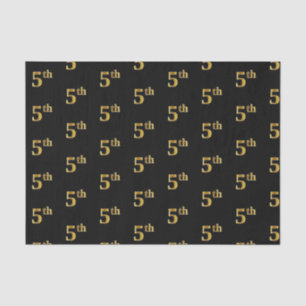Black, Faux Gold 5th (Fifth) Event Tissue Paper