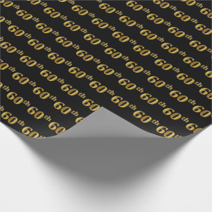 Black, Faux Gold 60th (Sixtieth) Event Wrapping Paper