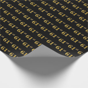 Black, Faux Gold 61st (Sixty-First) Event Wrapping Paper