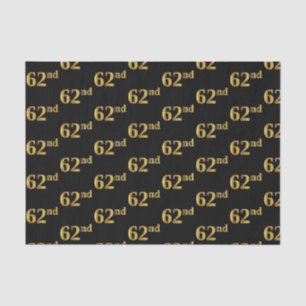 Black, Faux Gold 62nd (Sixty-Second) Event Tissue Paper