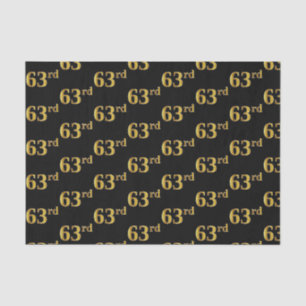 Black, Faux Gold 63rd (Sixty-Third) Event Tissue Paper