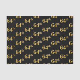 Black, Faux Gold 64th (Sixty-Fourth) Event Tissue Paper