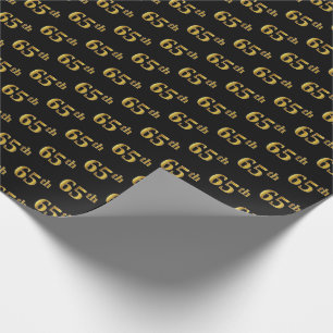 Black, Faux Gold 65th (Sixty-Fifth) Event Wrapping Paper
