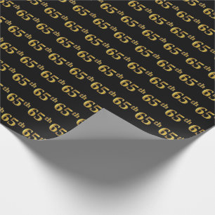 Black, Faux Gold 65th (Sixty-Fifth) Event Wrapping Paper