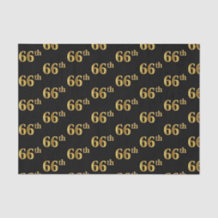 Black, Faux Gold 66th (Sixty-Sixth) Event Tissue Paper