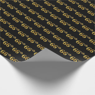 Black, Faux Gold 66th (Sixty-Sixth) Event Wrapping Paper