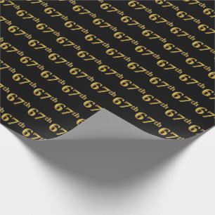 Black, Faux Gold 67th (Sixty-Seventh) Event Wrapping Paper