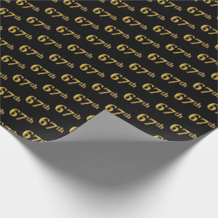 Black, Faux Gold 67th (Sixty-Seventh) Event Wrapping Paper